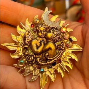 Handmade Moon Cherub Love Amulet Necklace